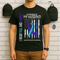 In Memory Of My Husband Suicide Awareness Prevention Flag T-Shirt thumb 6