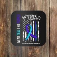 In Memory Of My Husband Suicide Awareness Prevention Flag Coaster thumb 0