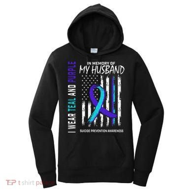 In Memory Of My Husband Suicide Awareness Prevention Flag Women's Hoodie