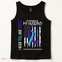 In Memory Of My Husband Suicide Awareness Prevention Flag Tank Top thumb 2