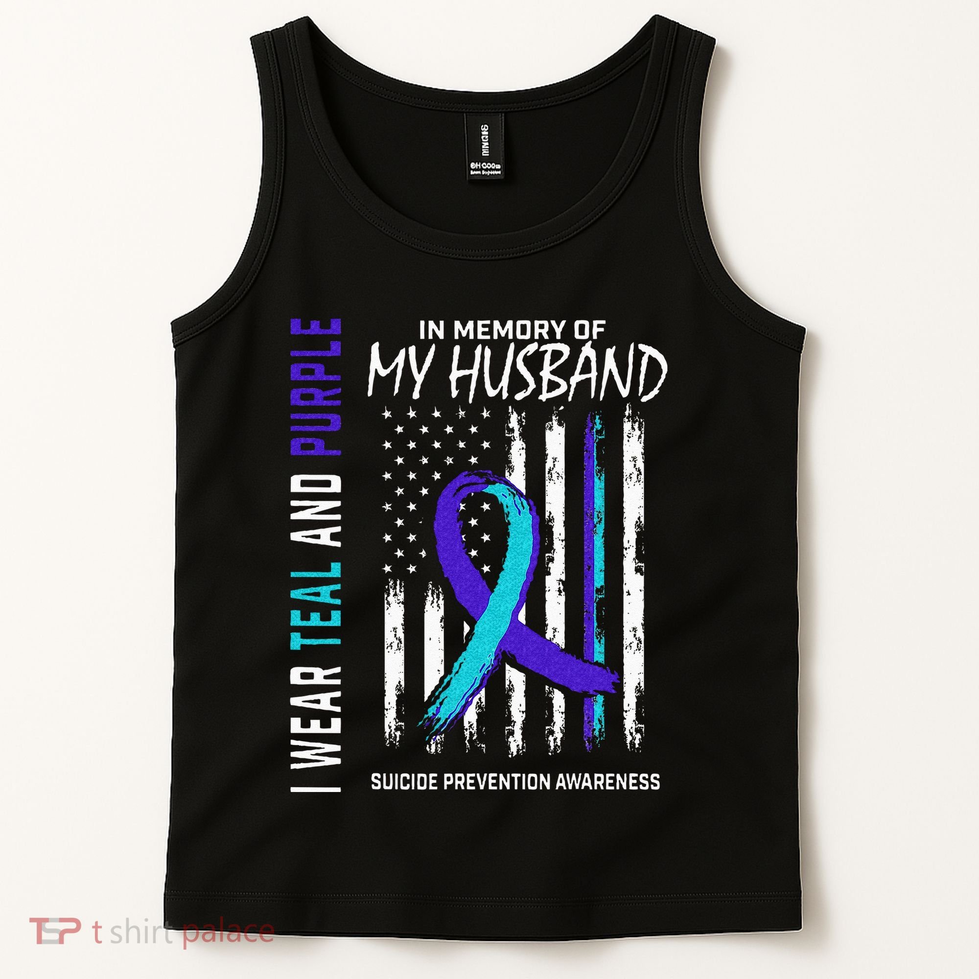 In Memory Of My Husband Suicide Awareness Prevention Flag Tank Top
