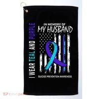 In Memory Of My Husband Suicide Awareness Prevention Flag Golf Towel thumb 0