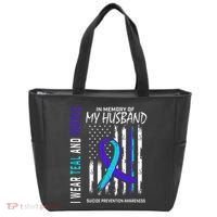 In Memory Of My Husband Suicide Awareness Prevention Flag Tote Bag thumb 0