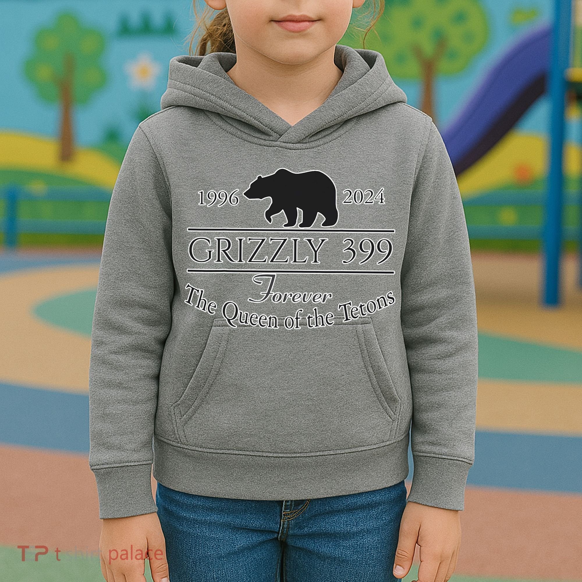 In Memory Of Bear 399 Forever Queen Of The Tetons Kids Hoodie