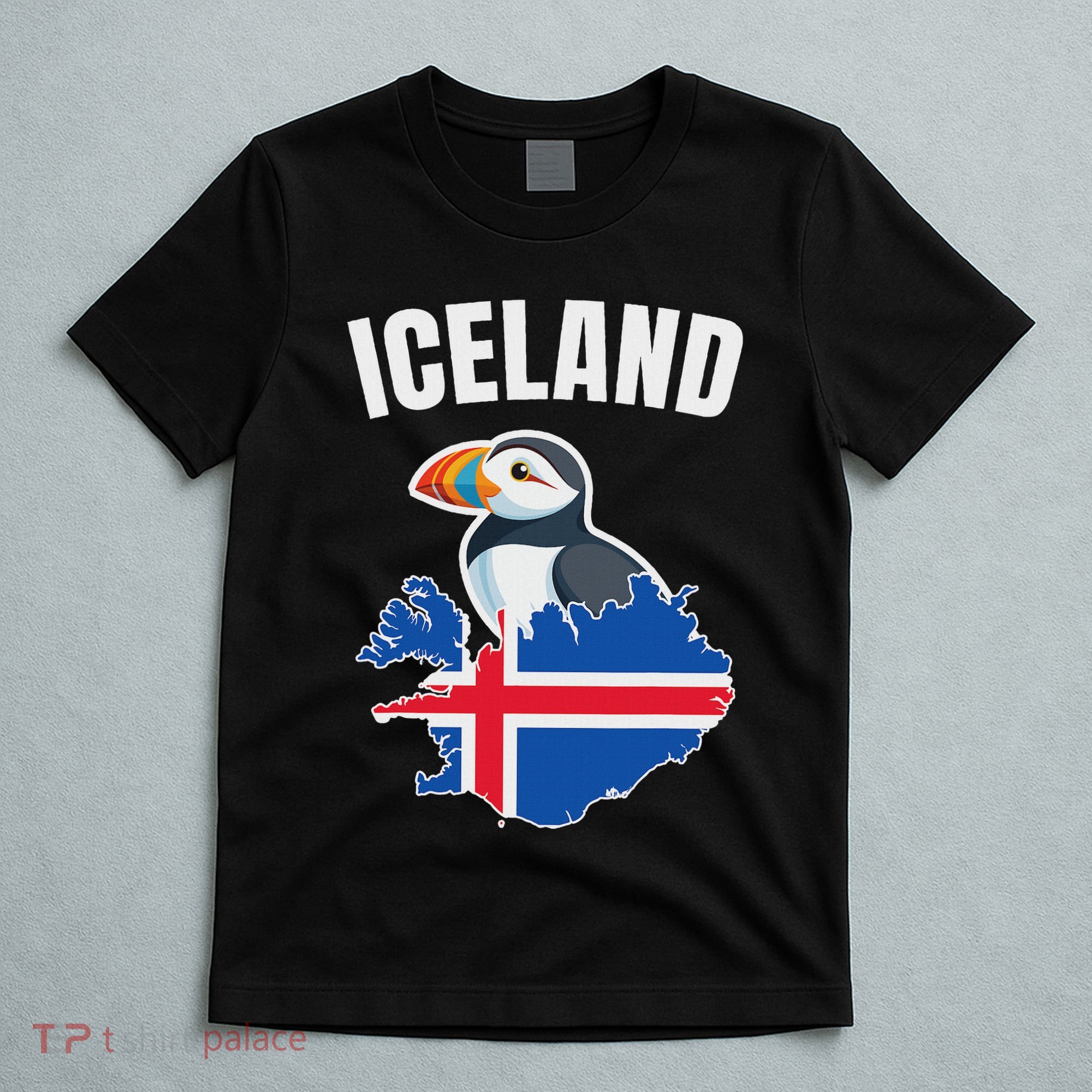 Iceland Map Puffin Bird ReykjavíK Iceland Icelandic Vacation T-Shirt