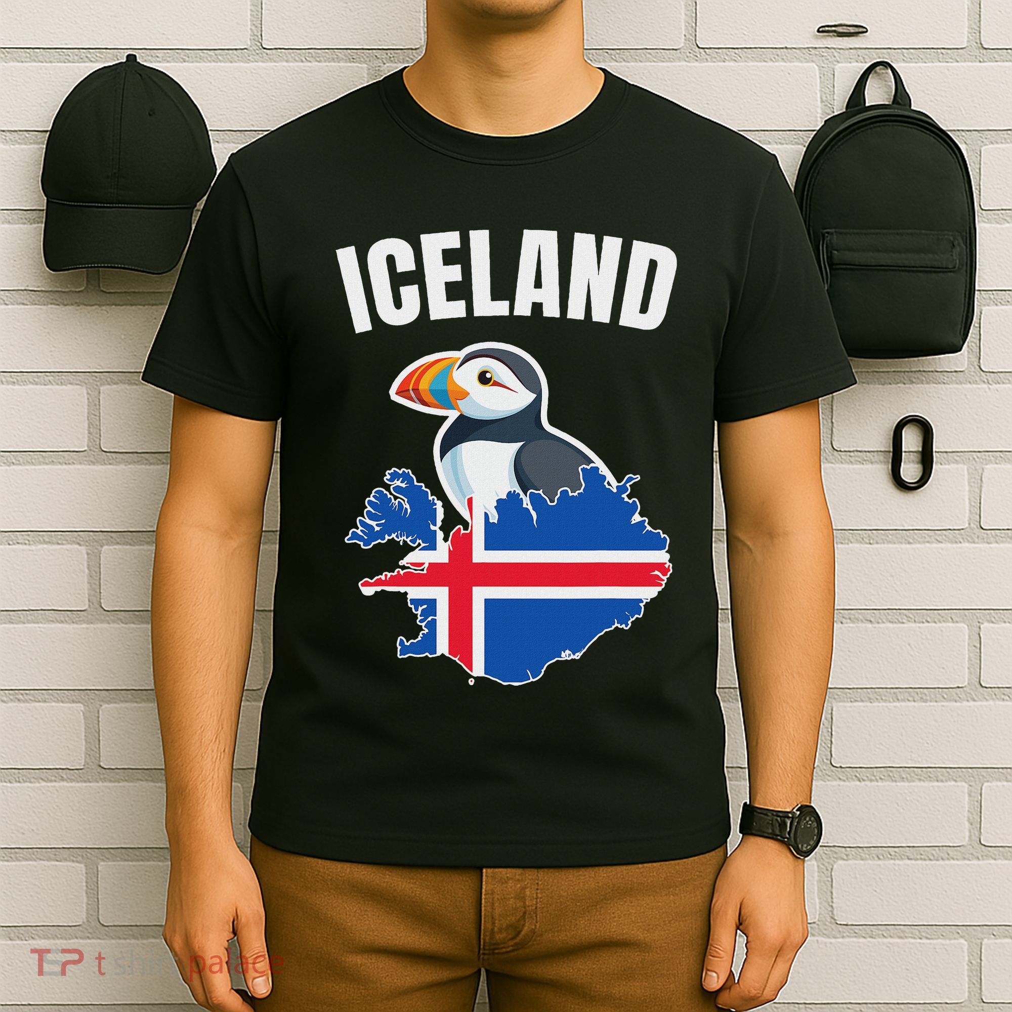 Iceland Map Puffin Bird ReykjavíK Iceland Icelandic Vacation T-Shirt