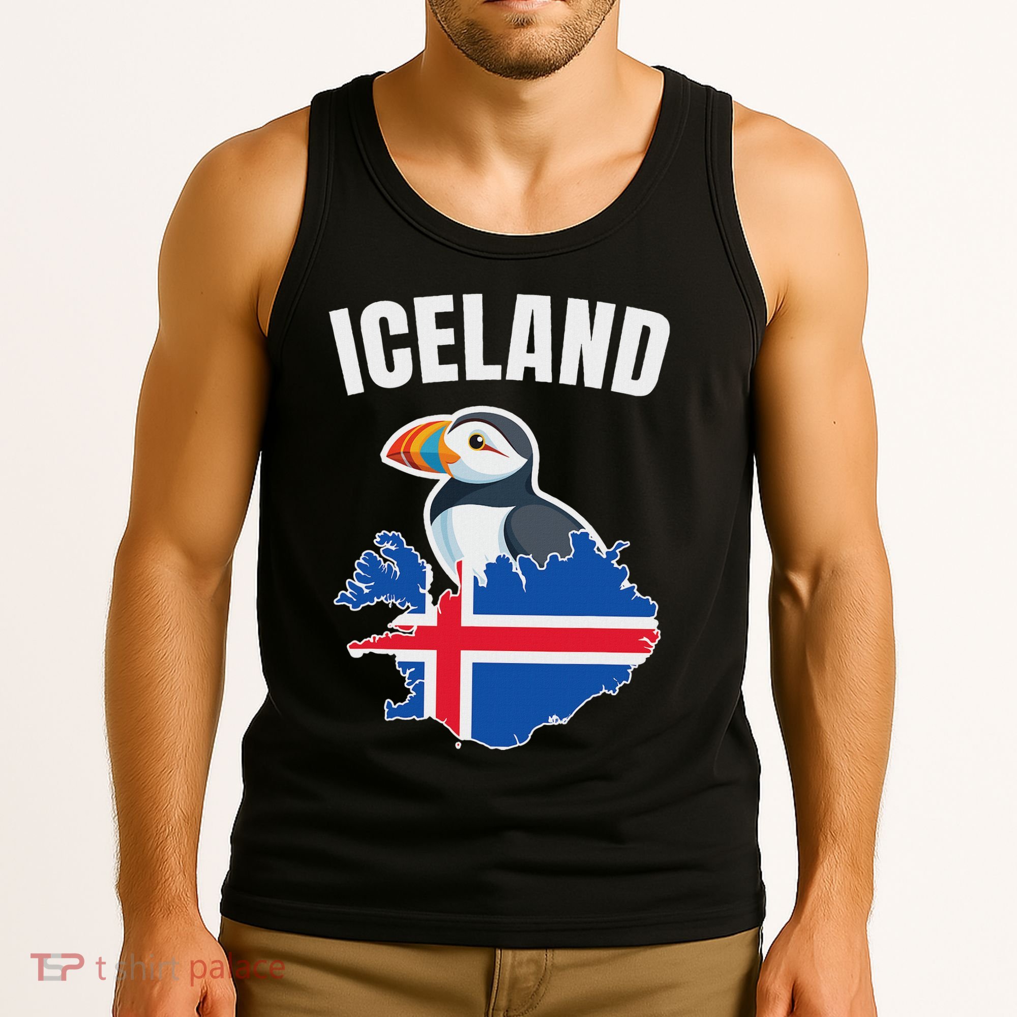Iceland Map Puffin Bird ReykjavíK Iceland Icelandic Vacation Tank Top