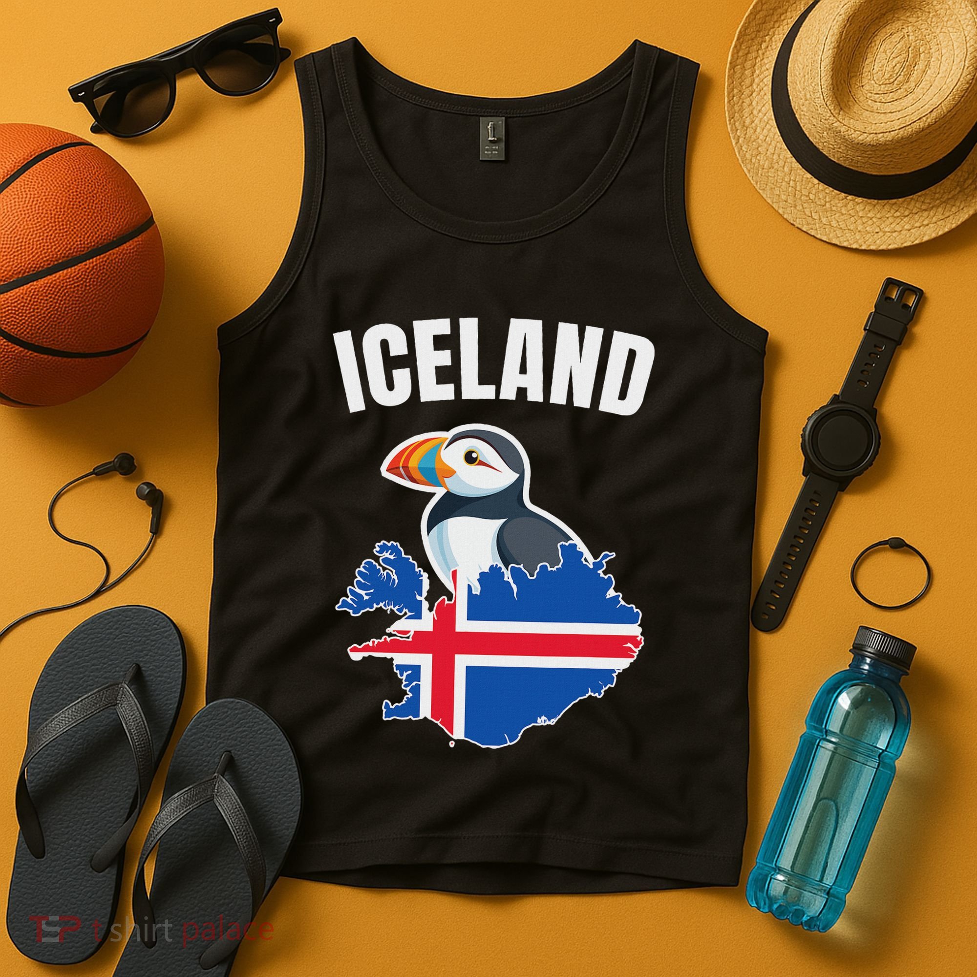 Iceland Map Puffin Bird ReykjavíK Iceland Icelandic Vacation Tank Top