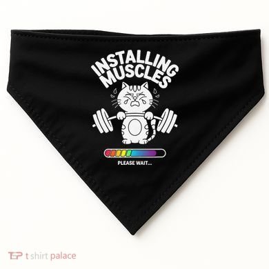 Installing Muscles Please Wait Cat Workout Gym Fitness USA-Made Doggie Bandana