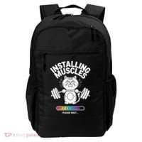 Installing Muscles Please Wait Cat Workout Gym Fitness Backpack thumb 0