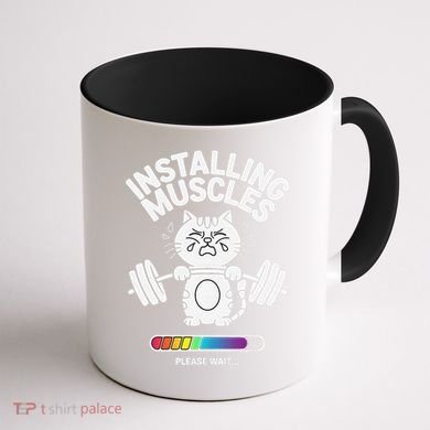 Installing Muscles Please Wait Cat Workout Gym Fitness Coffee Mug back