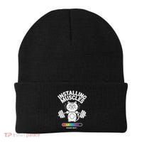 Installing Muscles Please Wait Cat Workout Gym Fitness Beanie thumb 0