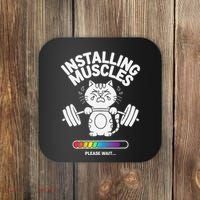 Installing Muscles Please Wait Cat Workout Gym Fitness Coaster thumb 0