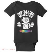 Installing Muscles Please Wait Cat Workout Gym Fitness Baby Bodysuit thumb 0
