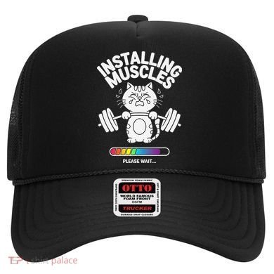 Installing Muscles Please Wait Cat Workout Gym Fitness Hat