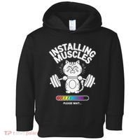Installing Muscles Please Wait Cat Workout Gym Fitness Toddler Hoodie thumb 0