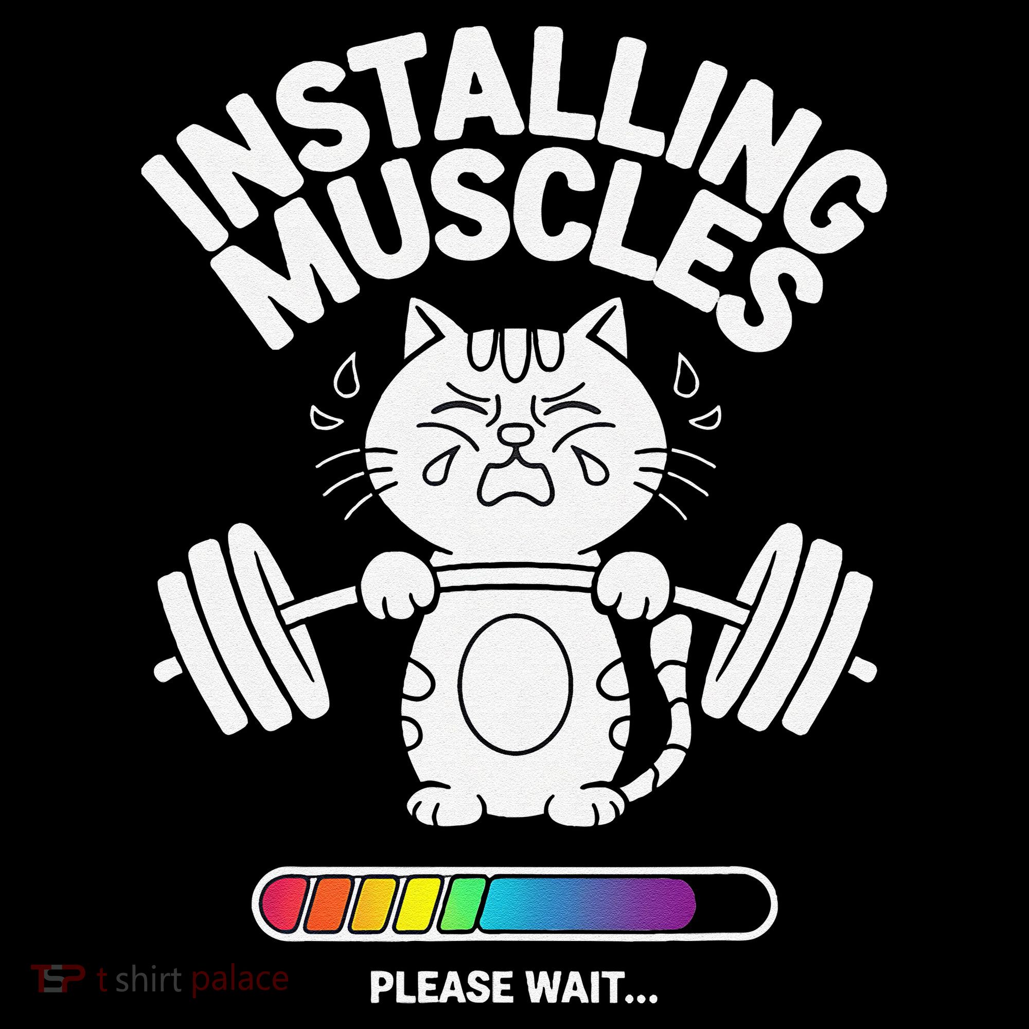 Installing Muscles Please Wait Cat Workout Gym Fitness Tank Top
