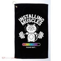 Installing Muscles Please Wait Cat Workout Gym Fitness Golf Towel thumb 0