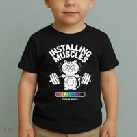 Installing Muscles Please Wait Cat Workout Gym Fitness Toddler T-Shirt thumb 2
