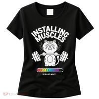 Installing Muscles Please Wait Cat Workout Gym Fitness Women's T-Shirt thumb 0