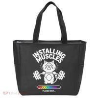 Installing Muscles Please Wait Cat Workout Gym Fitness Tote Bag thumb 0