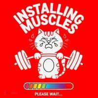 Installing Muscles Please Wait Cat Workout Gym Fitness Santa Hat thumb 1
