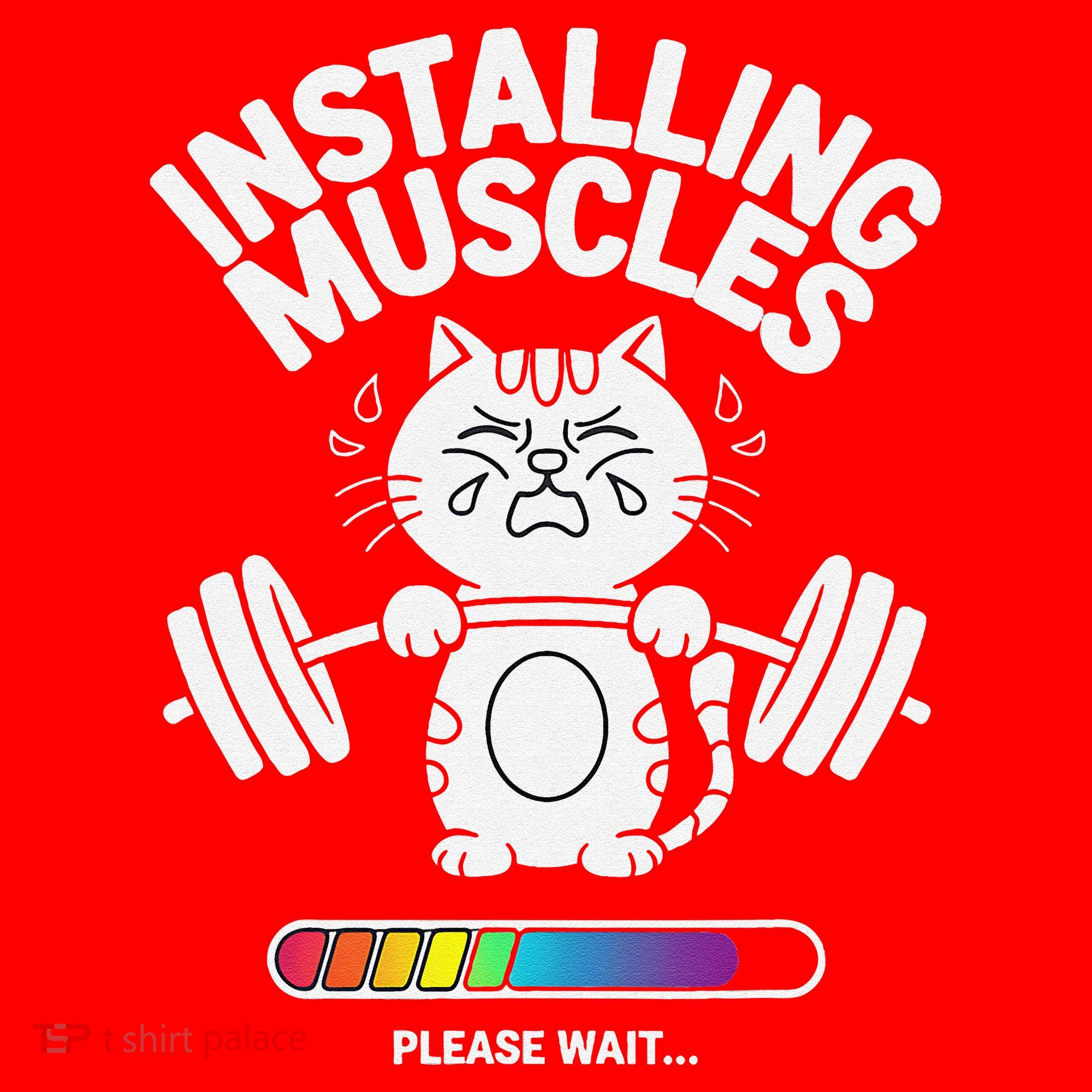 Installing Muscles Please Wait Cat Workout Gym Fitness Santa Hat