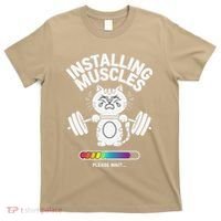 Installing Muscles Please Wait Cat Workout Gym Fitness T-Shirt thumb 0