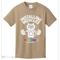 Installing Muscles Please Wait Cat Workout Gym Fitness Kids T-Shirt thumb 0
