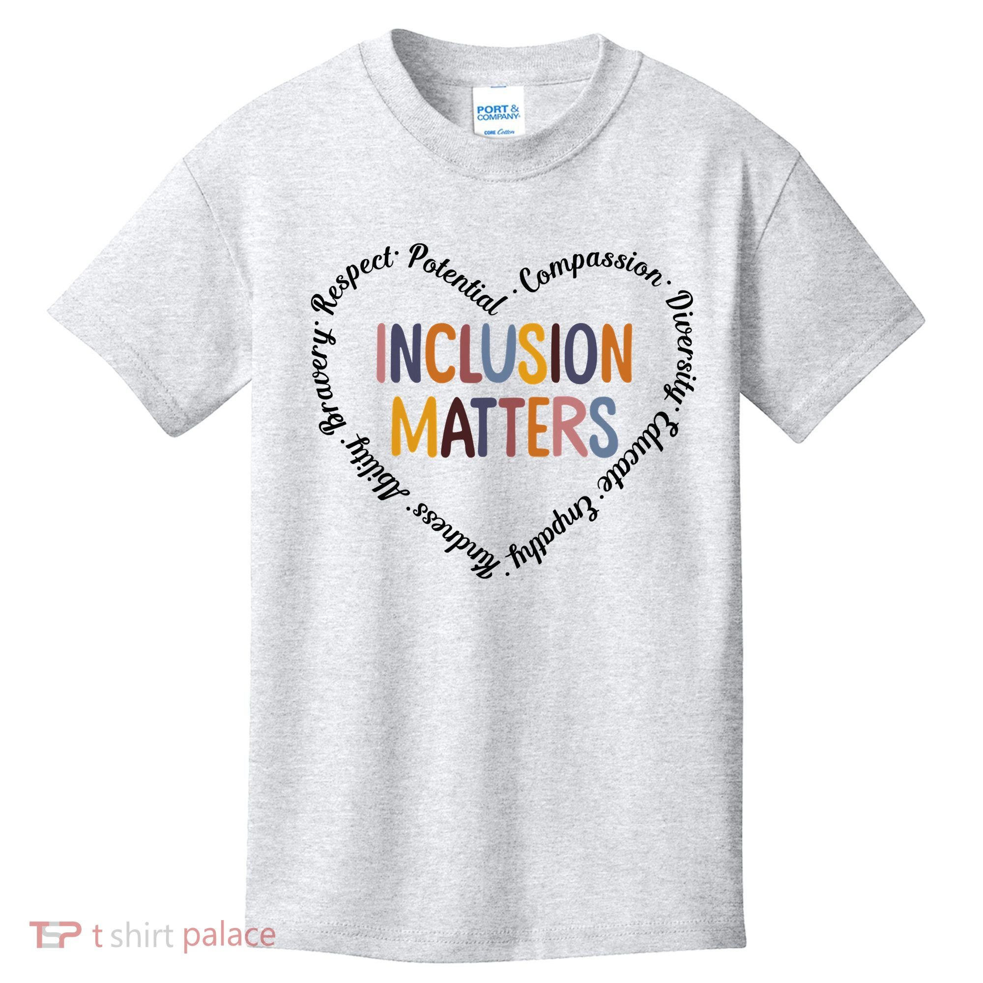 Inclusion Matters Positive Diversity Kindness Matter Heart Kids T-Shirt