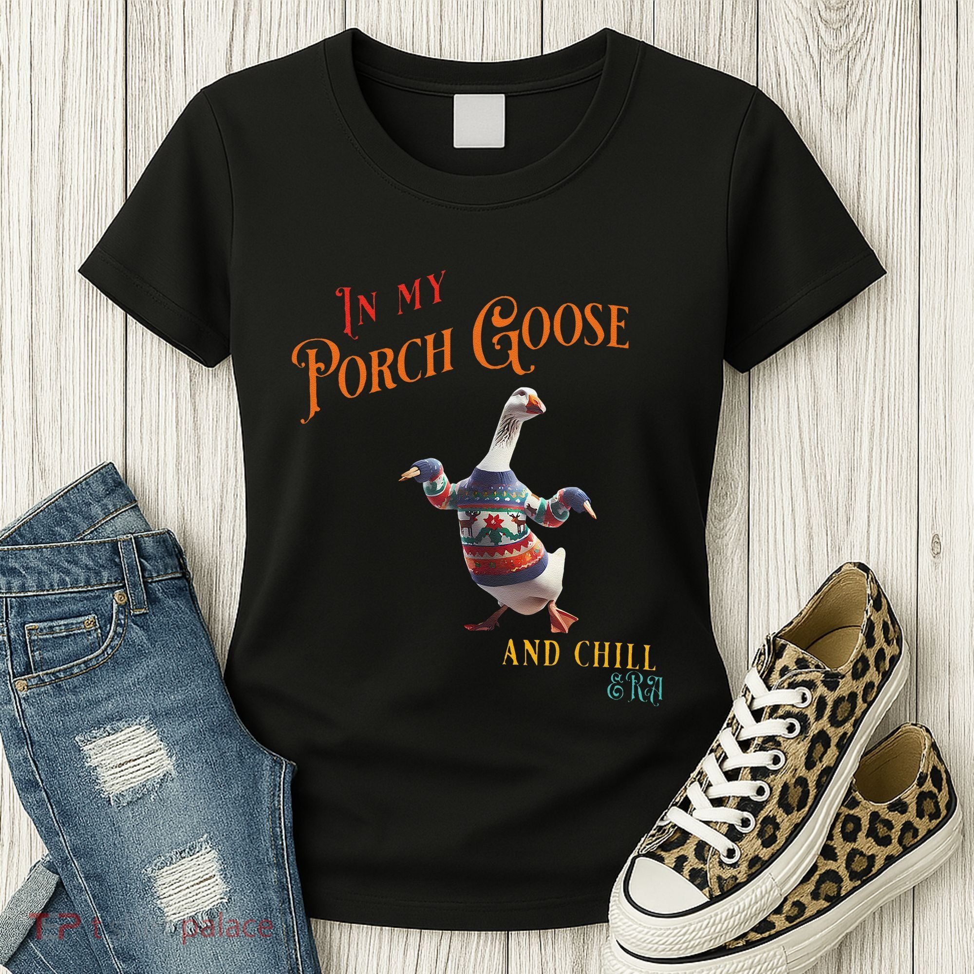 In My Porch Goose And Chill Era Funny Women's T-Shirt
