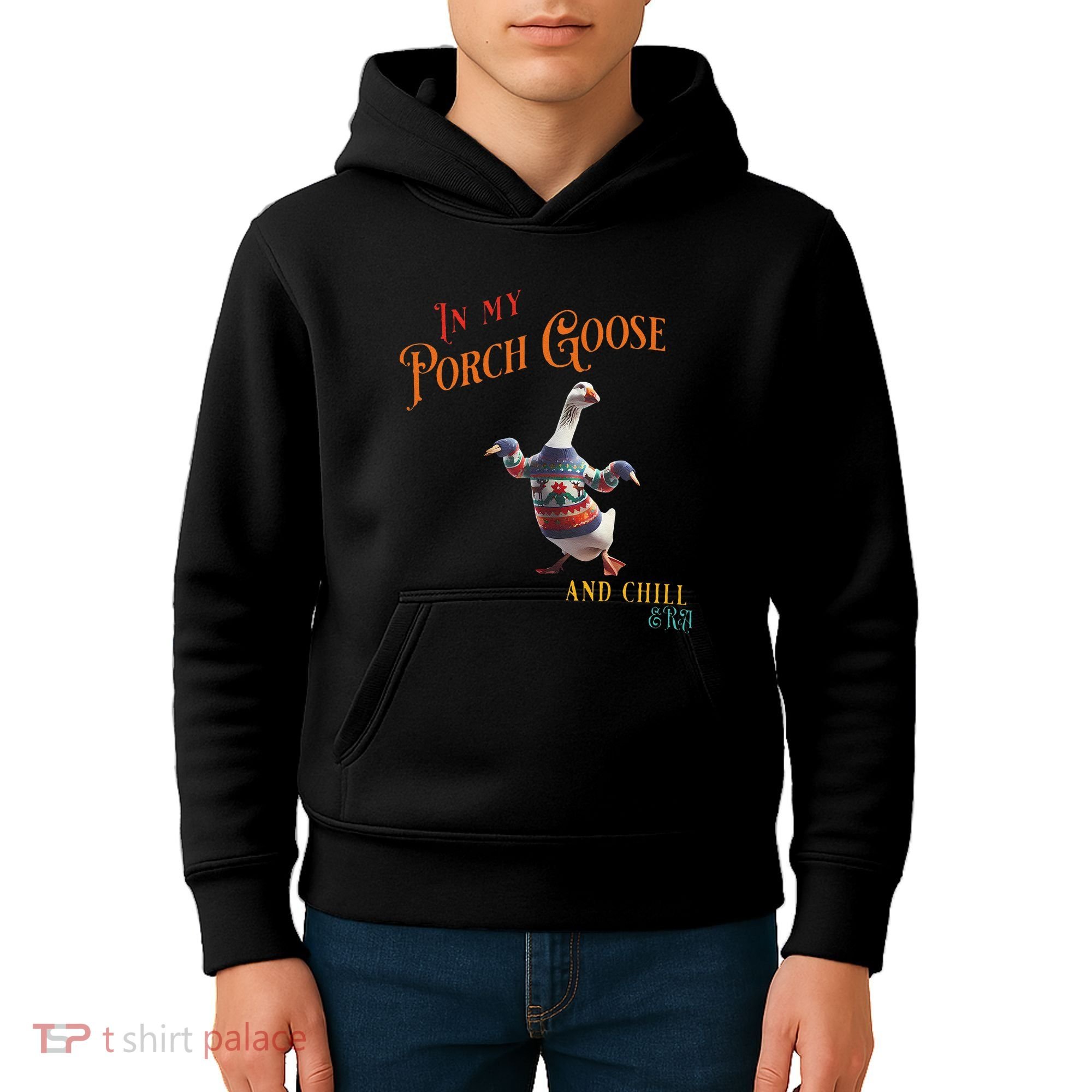 In My Porch Goose And Chill Era Funny Kids Hoodie