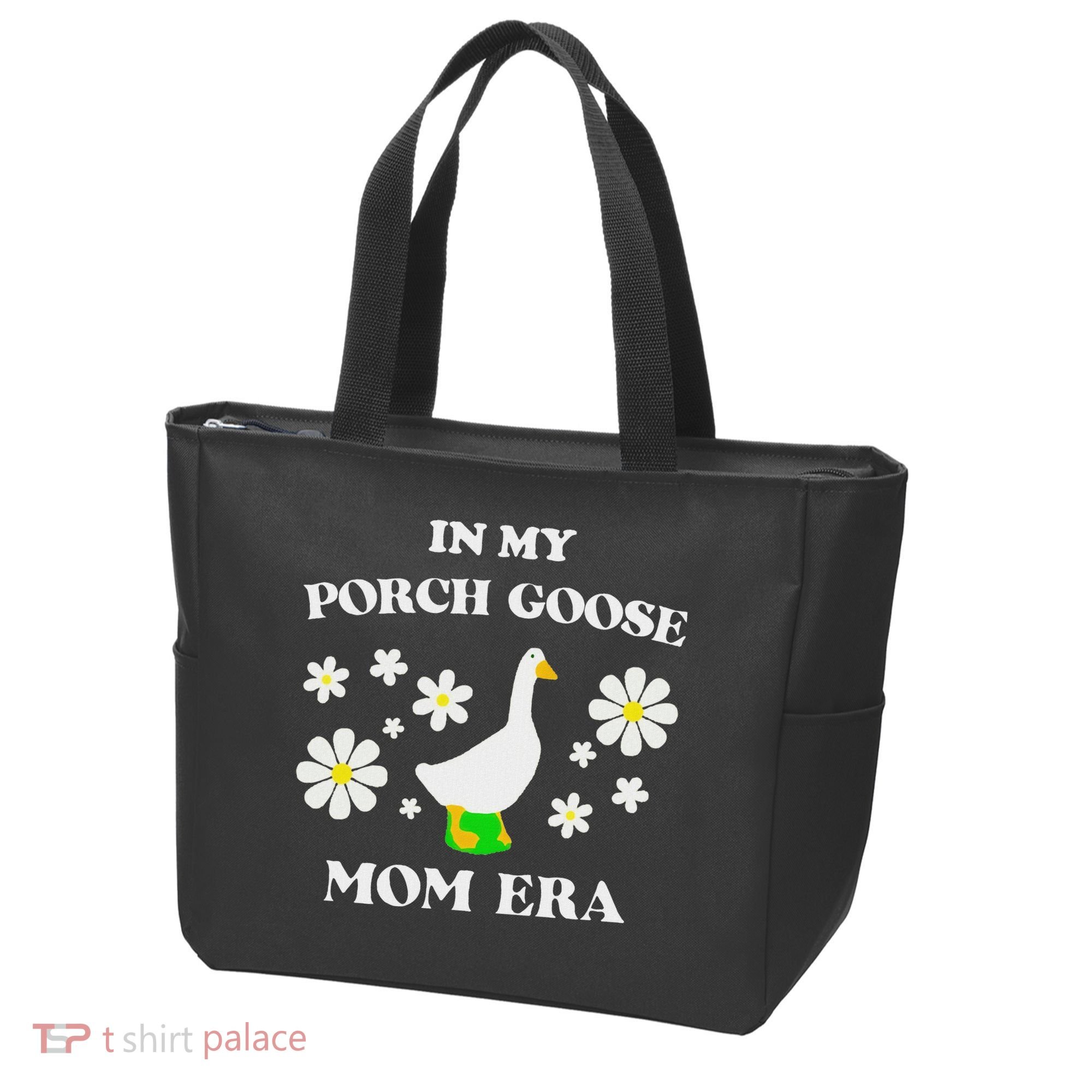 In My Porch Goose Mom Era Goose Clothes Silly Cute Groovy Tote Bag