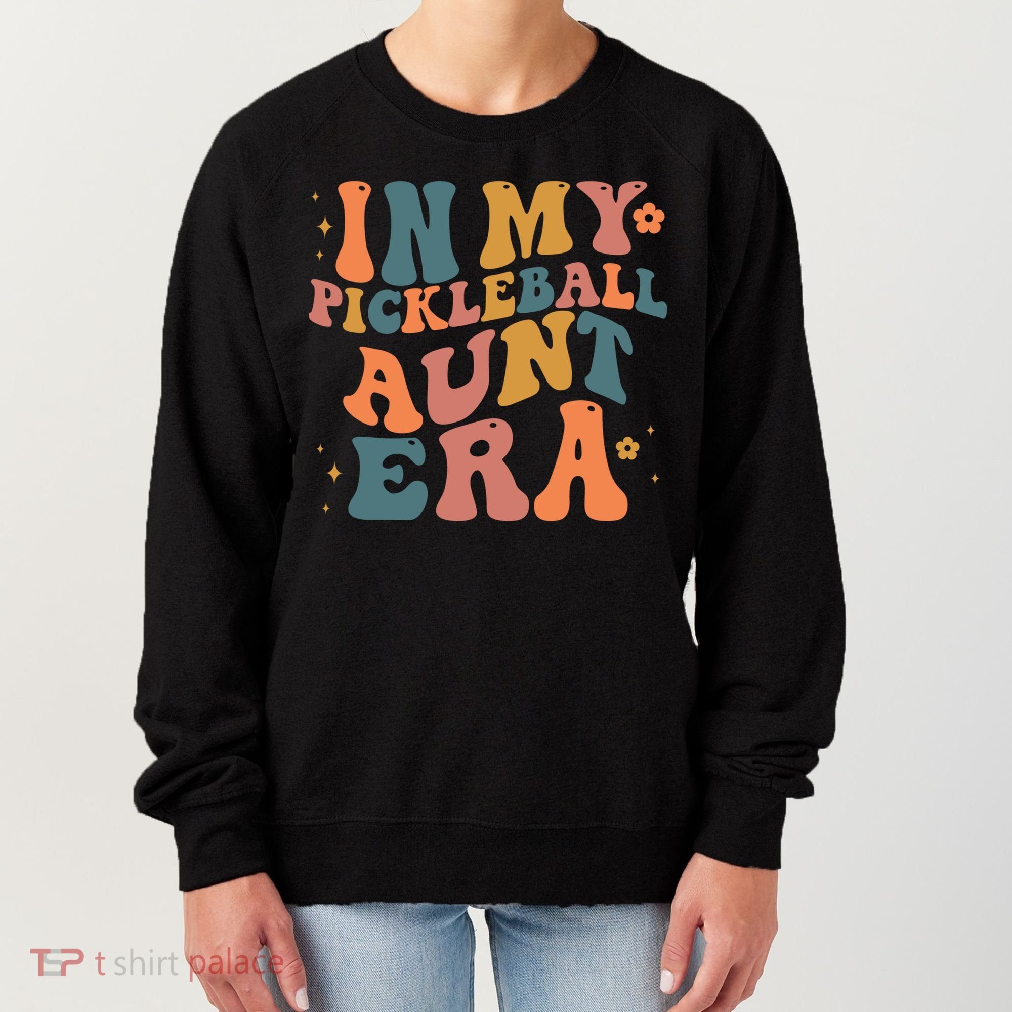 In My Pickleball Aunt Era Funny Groovy S Gift Women's Sweatshirt