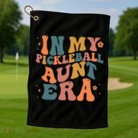 In My Pickleball Aunt Era Funny Groovy S Gift Golf Towel thumb 1
