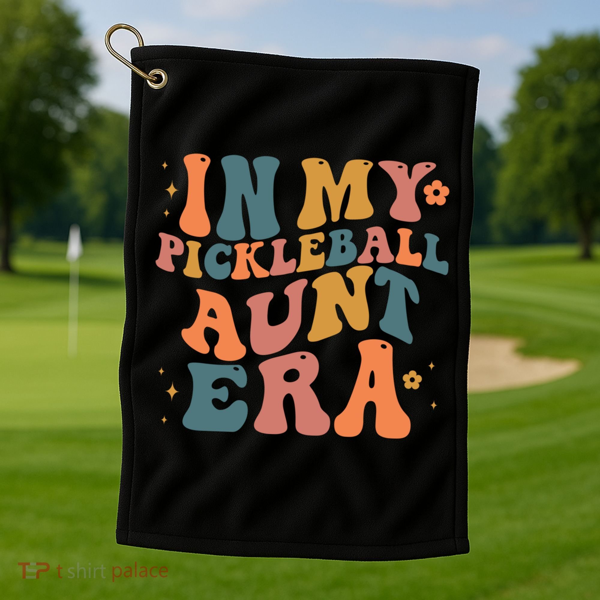 In My Pickleball Aunt Era Funny Groovy S Gift Golf Towel
