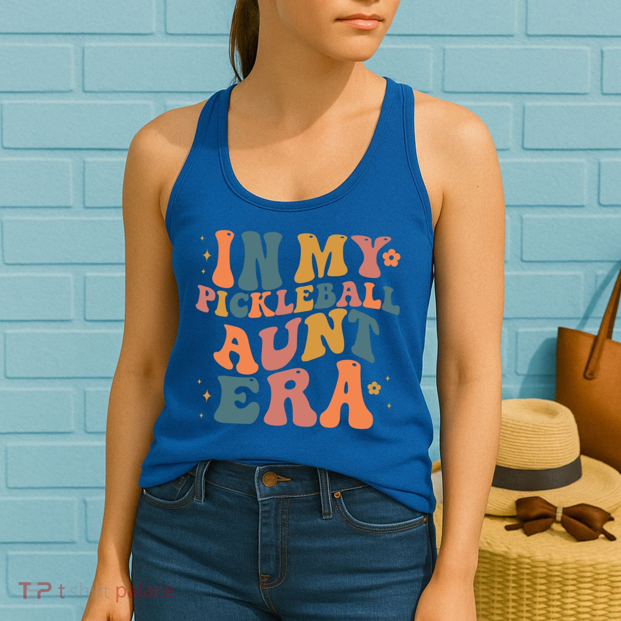 In My Pickleball Aunt Era Funny Groovy S Gift Women's Tank Top