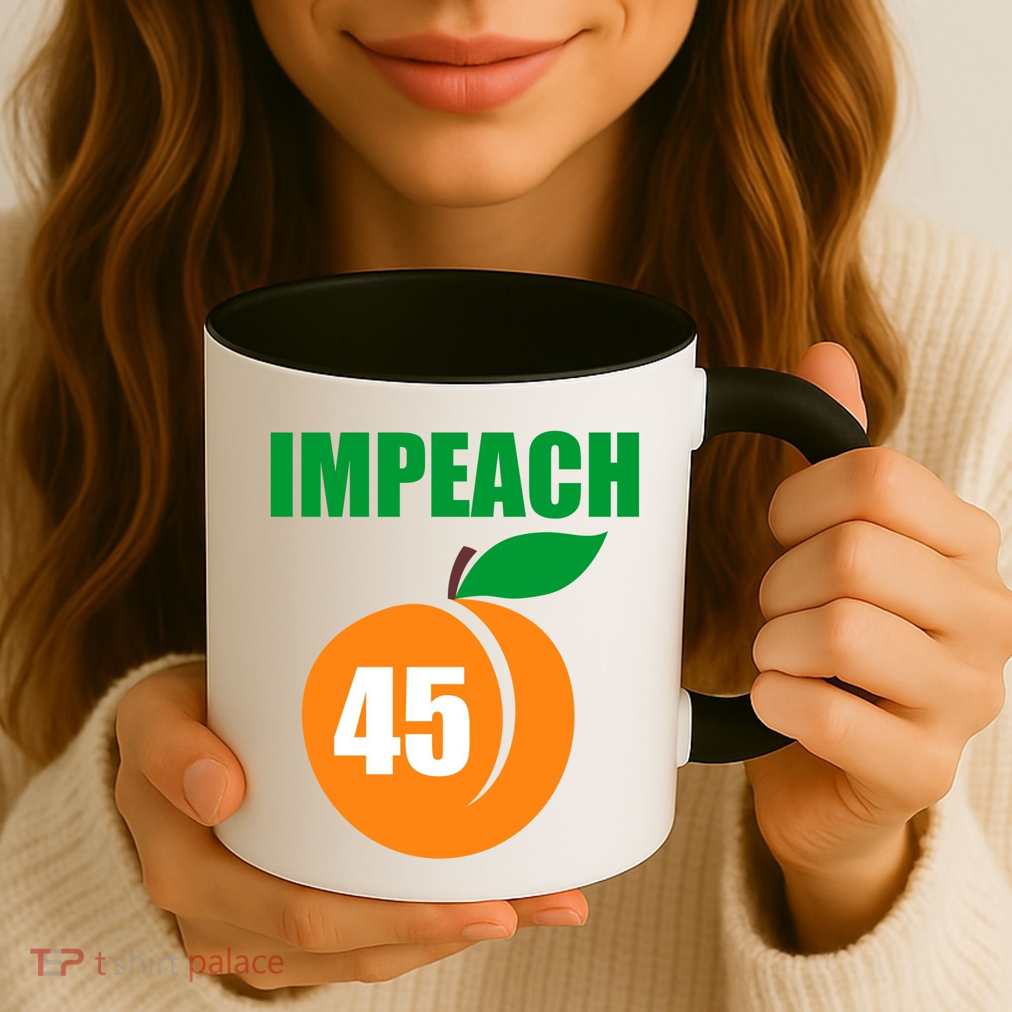Impeach 45 Peach Emoji Anti Trump Impeachment Coffee Mug