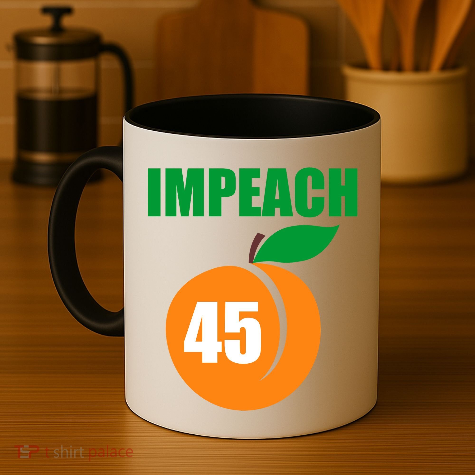 Impeach 45 Peach Emoji Anti Trump Impeachment Coffee Mug