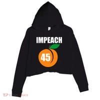 Impeach 45 Peach Emoji Anti Trump Impeachment Crop Fleece Hoodie thumb 0