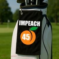Impeach 45 Peach Emoji Anti Trump Impeachment Golf Towel thumb 2