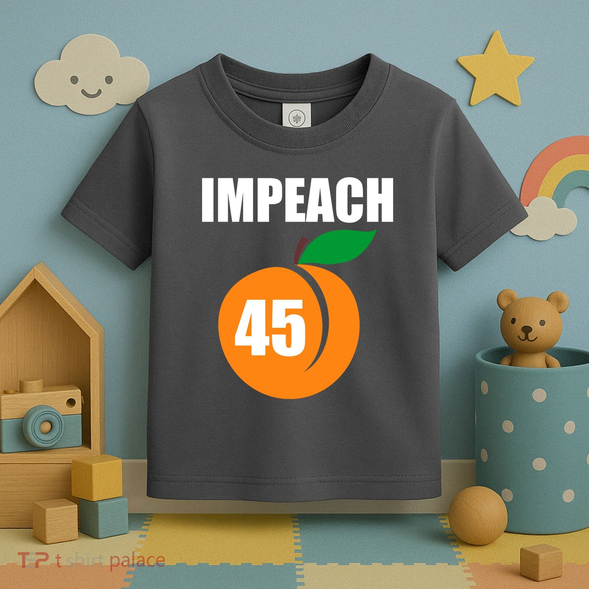 Impeach 45 Peach Emoji Anti Trump Impeachment Toddler T-Shirt