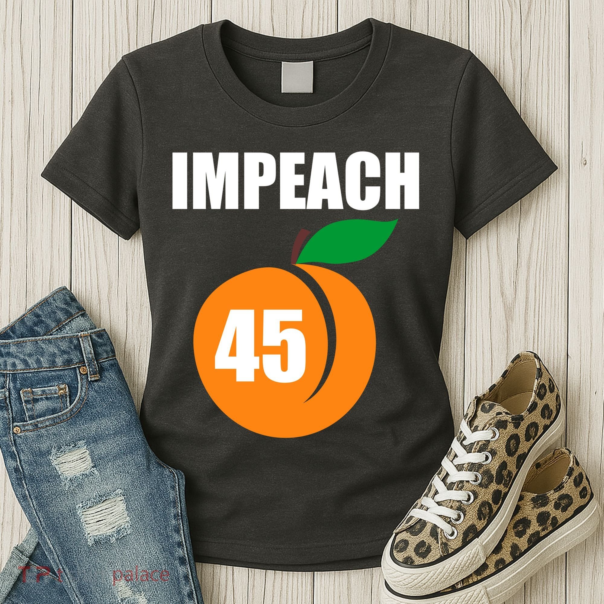 Impeach 45 Peach Emoji Anti Trump Impeachment Women's T-Shirt