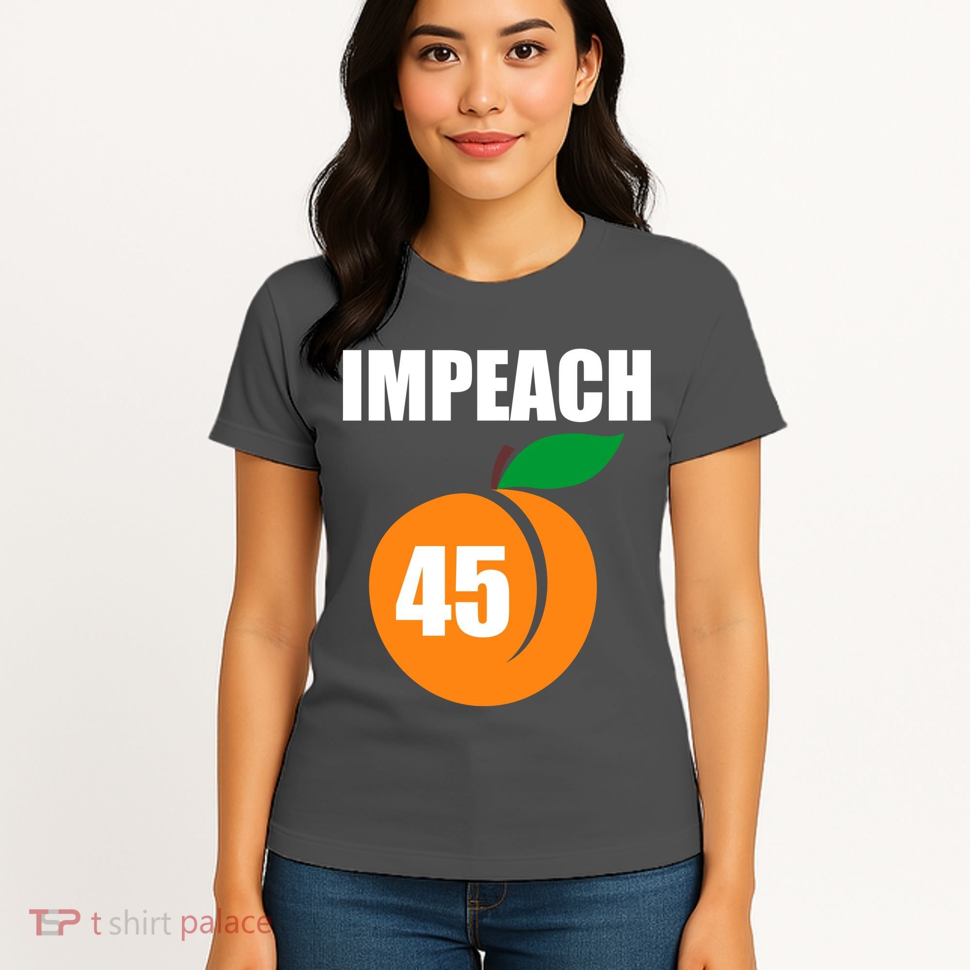 Impeach 45 Peach Emoji Anti Trump Impeachment Women's T-Shirt