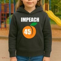 Impeach 45 Peach Emoji Anti Trump Impeachment Kids Hoodie thumb 3