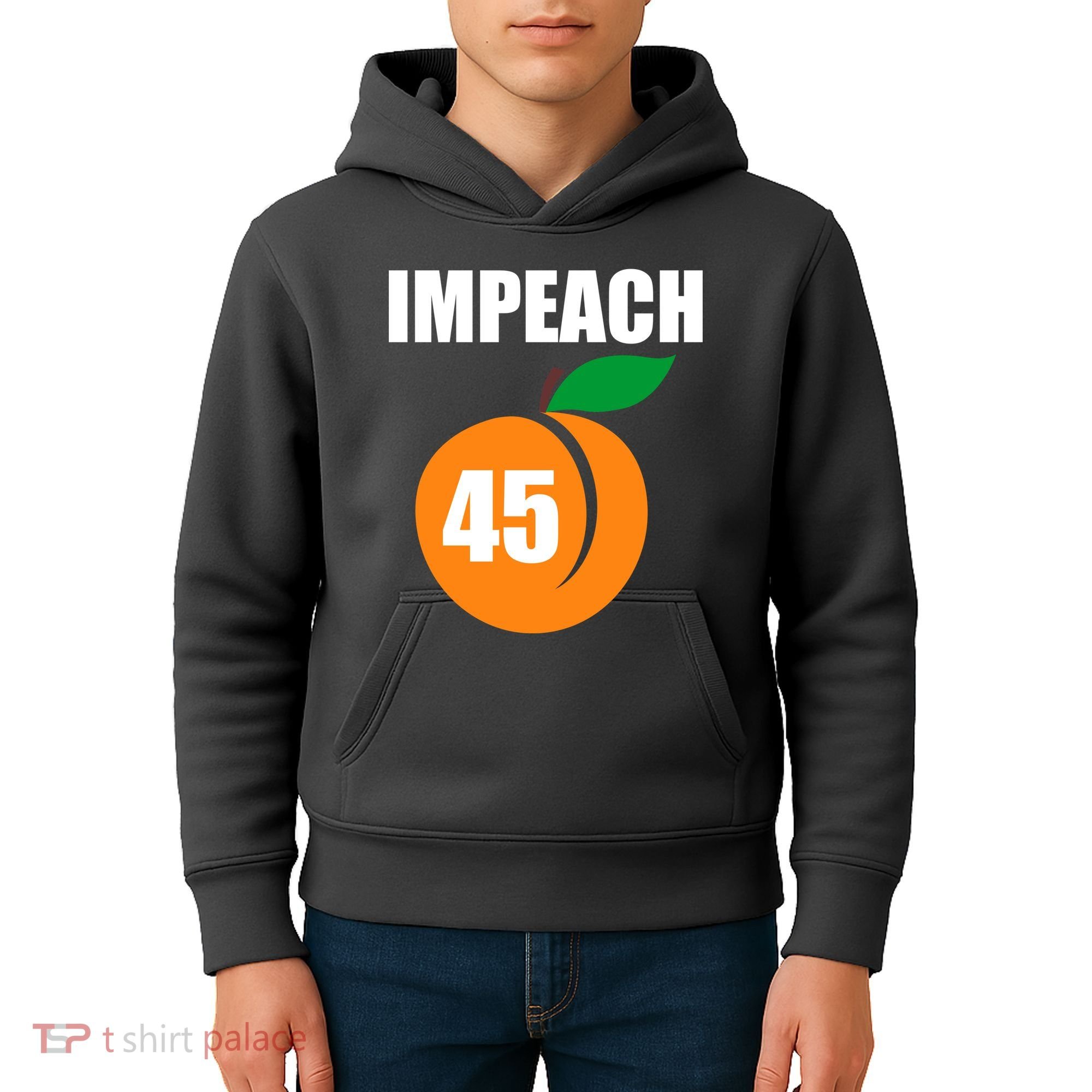 Impeach 45 Peach Emoji Anti Trump Impeachment Kids Hoodie