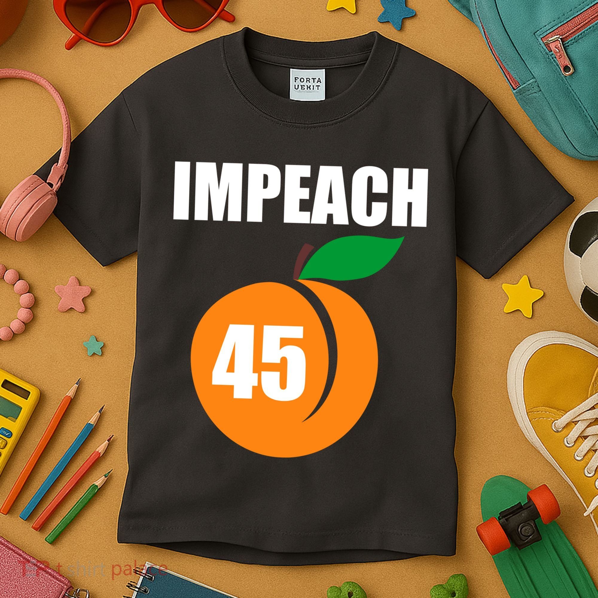 Impeach 45 Peach Emoji Anti Trump Impeachment Kids T-Shirt