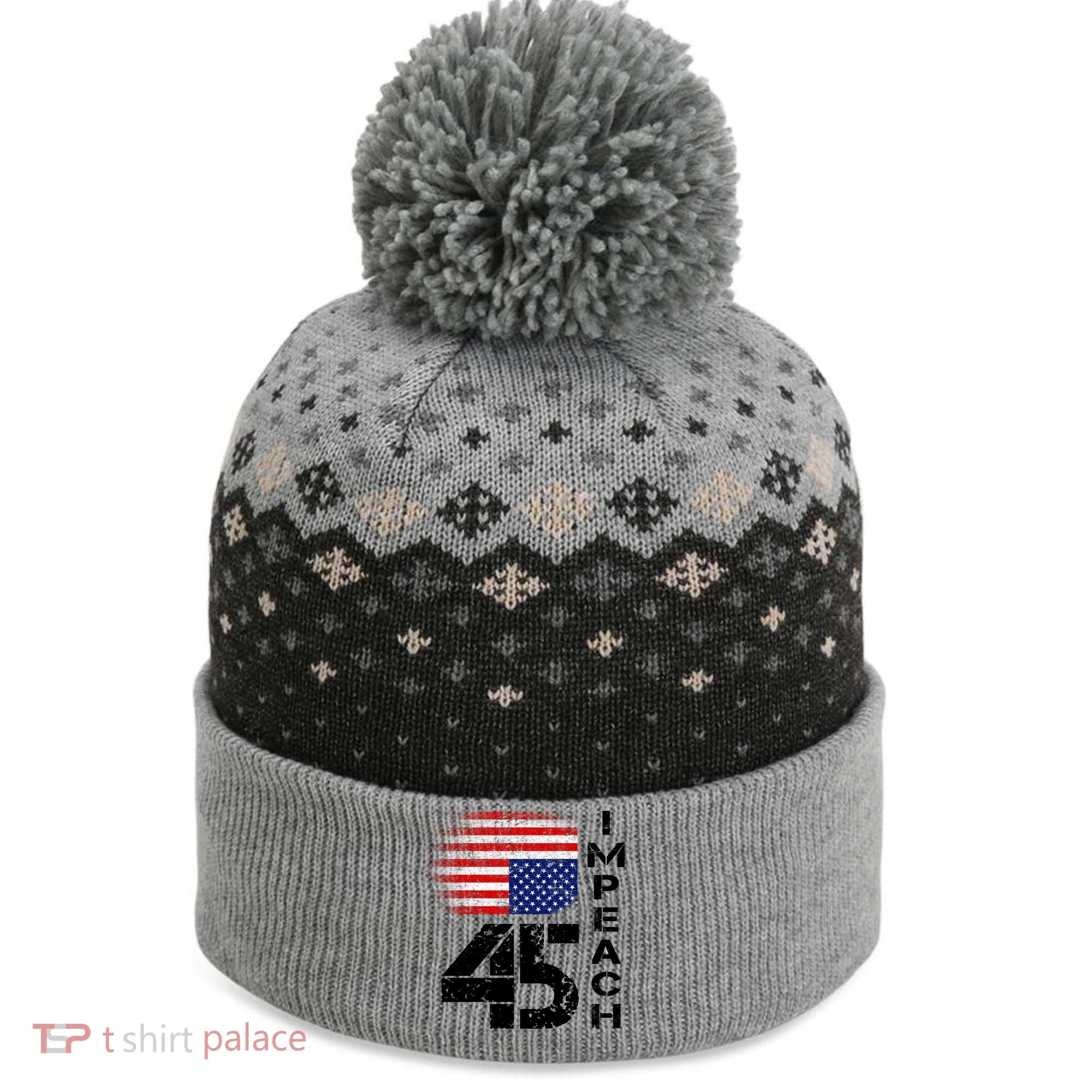 Impeach 45 Upside down Flag  The Baniff Cuffed Pom Beanie