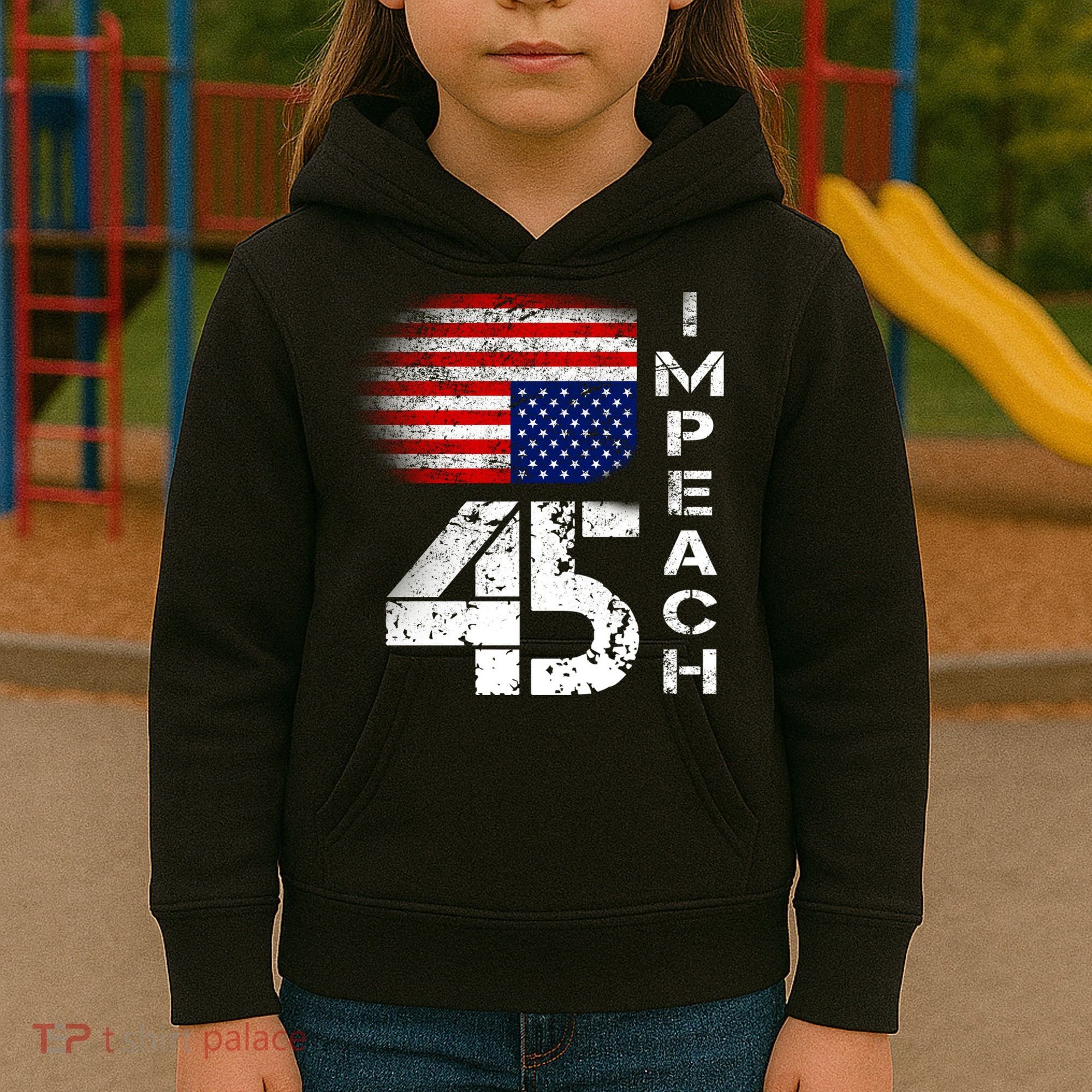 Impeach 45 Upside down Flag  Kids Hoodie