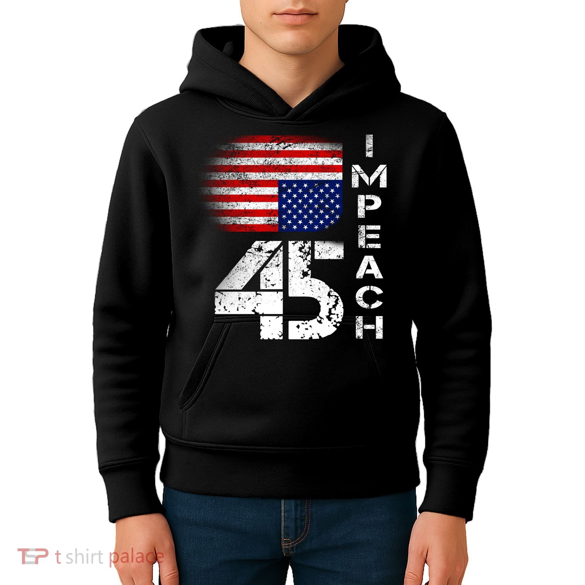 Impeach 45 Upside down Flag  Kids Hoodie
